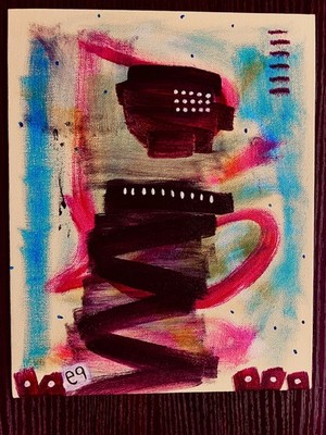 e9Art 8x10 'born to storm' outsider art brut primitive naive abstract crude raw