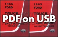 Ford Pickup & Truck Werkstatthandbuch Service Reparatur USB 1965 F100-F1100