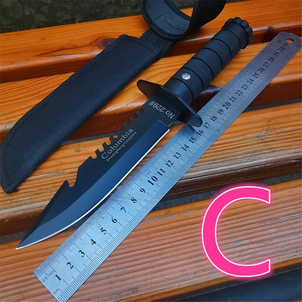 420HC Fixed Blade Survival Knife Outdoor Camping Hunting w Nylon