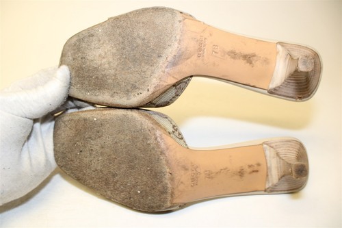 USED Gucci Italy Made GG Monongram Print Slides Women Size 7 B Sandal Shoe - Picture 21 of 24