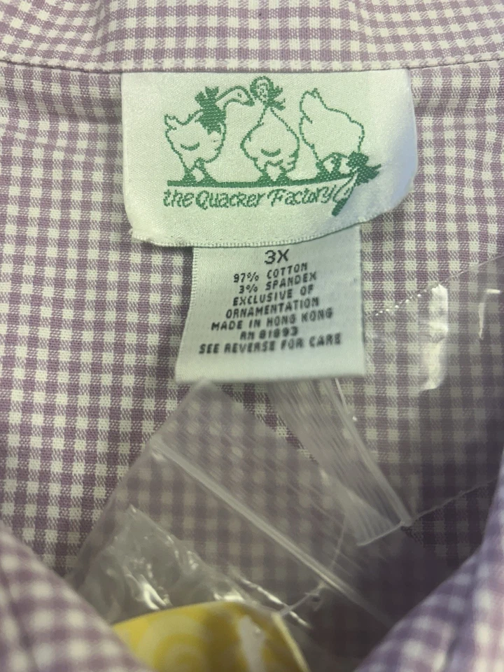 Quacker Factory Sz 3X Purple Gingham Embroidered Daisies Jacket NWT - Image 4 of 4