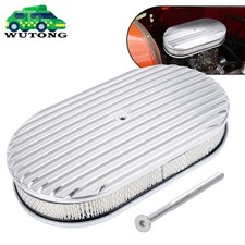 15 Oval Full Finned Air Cleaner Washable For Sbc Bbc Chevy Ford 5-18 Carb Neck