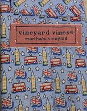Vineyard Vines Men's Silk UK Big Ben Clock Bus Flag Made in USA