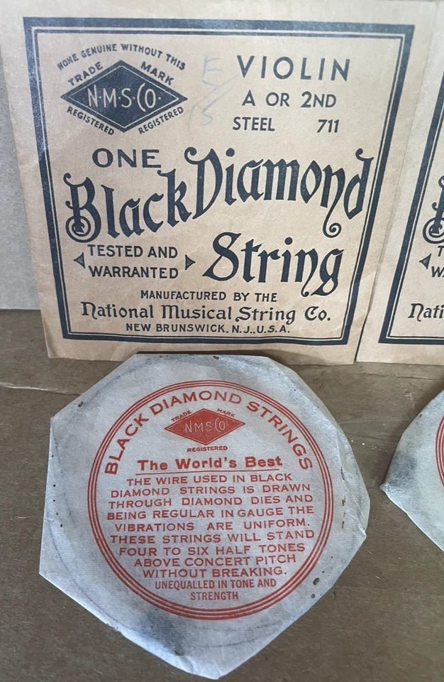 Vintage Black Diamond Violin String NOS A or 2nd Steel 711 Nat'l Musical String - Image 3 of 4
