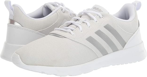 adidas QT Racer 2.0 Running Shoes in White Silver Metallic - Women's Size 9