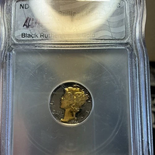 1944 ICG Brilliant Unc Mercury Dime Black Ruthenium & Gold Variety 10C