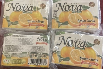 Lot of 4 Royal Nova Lemon Citrus Fruity Soap Extra Moisturizing Bars  