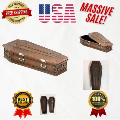 Gothic Brown Vampire Coffin Casket Jewelry Trinket Box - Unique Halloween Decor