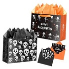 JWSCYSY 2-pak 12,6" Czaszka Torba prezentowa z kartą i bibułą, Czaszka Halloween