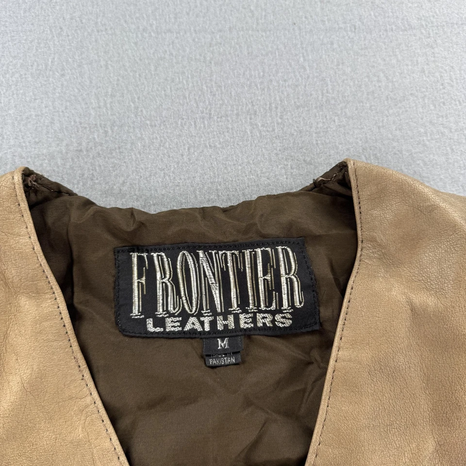 Chaleco Frontier Cuero Para Hombre Mediano Gamuza Cuero Motociclista Occidental Forrado Bolsillos Foto 4 de 4