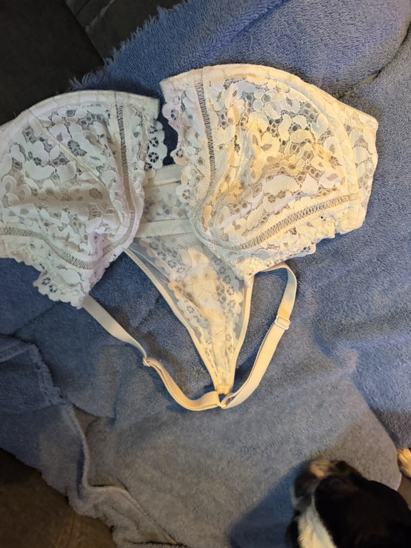Victoria's Secret White Floral Lace Mesh Sheer Wireless Unlined Bralette S