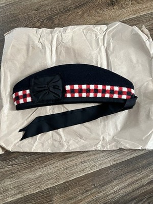 MARINEBLAU GLENGARRY ROT WEISS UND BLAU BORDÜRE RRS GRÖSSE 59 CM NEU