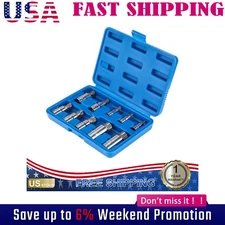 Triple Square 10 PCS Spline Bit Socket Set 12 Points with Carrying Case
