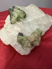 Authentic Natural Green Crystal on White Quartz Matrix – Collector & Altar Stone