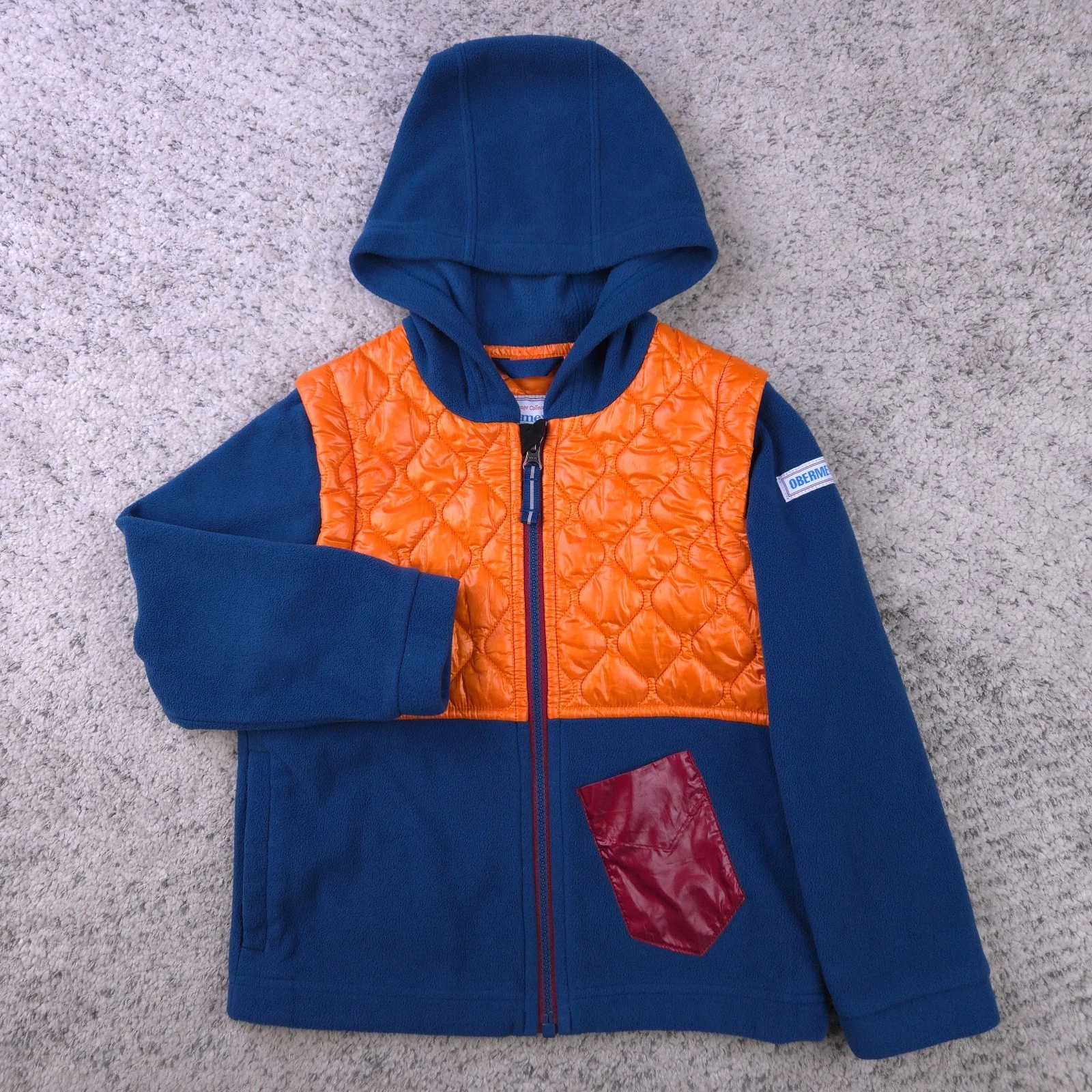 Obermeyer Jacket Kids Medium Quilted Hooded Insulated Boys Hayden Hybrid Fleece