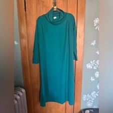 Teal cowl turtle neck dress