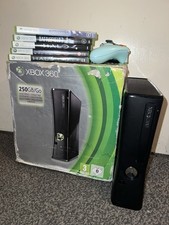 Xbox 360 Slim 250 GB Console Boxed And 5 Games Special Blue Controller