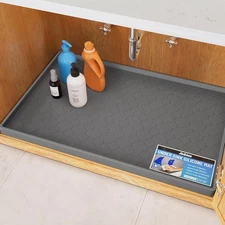 Jin&Bao Waterproof Under Sink Mat 34x22 for Kitchen and Bathroom, Thicken Cabine