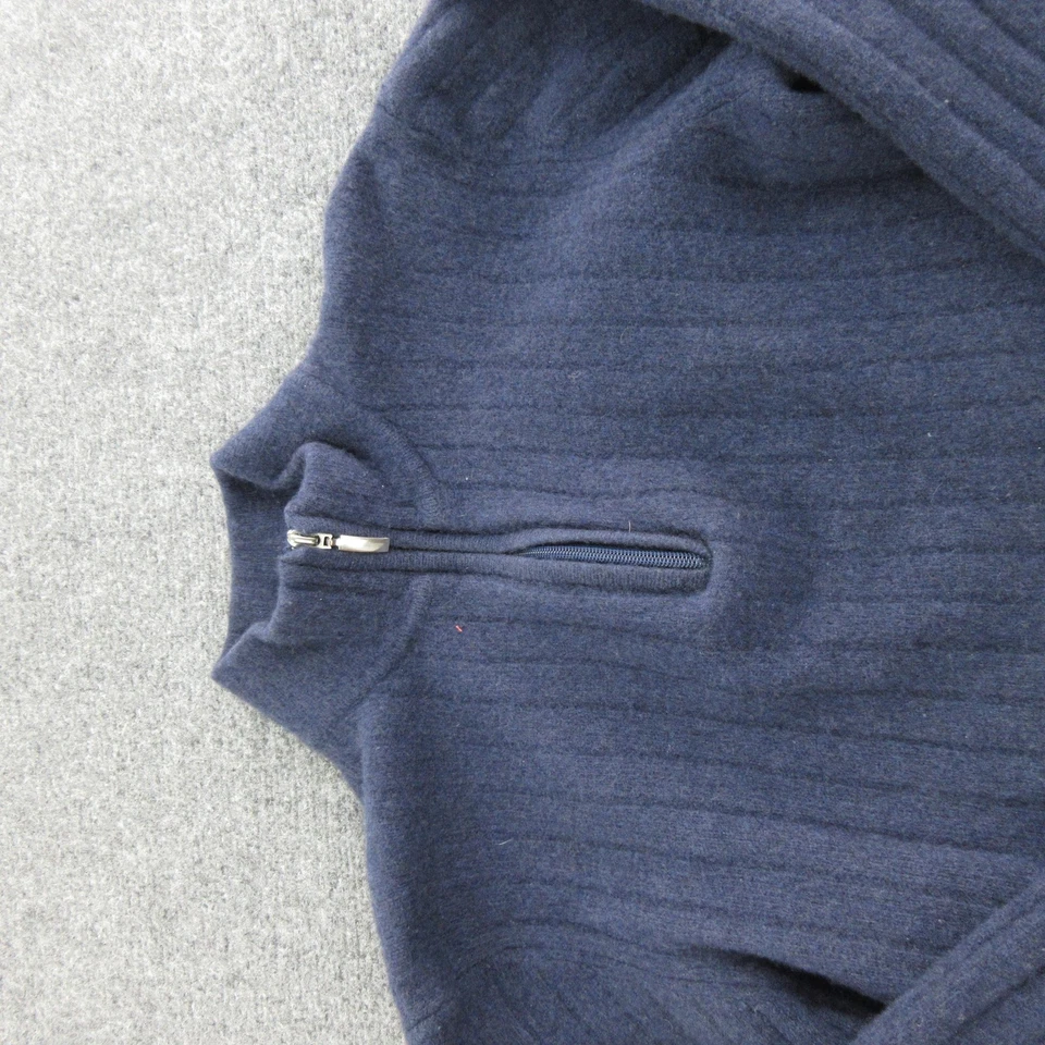 Suéter Hathaway Platino Para Hombre Pequeño Azul Marino Media Cremallera Acanalado Lana Tejido Hecho en Italia Foto 2 de 4