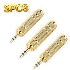 3X 6.35mm 1/4" Female to 3.5mm 1/8" Male TRS Stereo Audio Headphone Mic Adapter