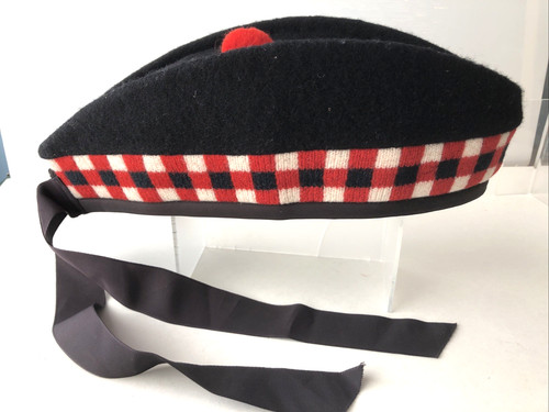 VTG British Scottish Glengarry Balmoral Pipers Bonnet Hat Size 7.5-60