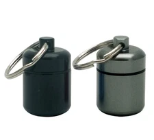 2 Packs Alumium Pill Container Keychain Pocket Coin Stashes Metal Medication ...