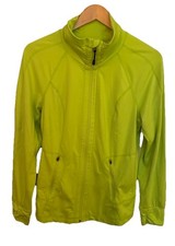 Tangerine Women Neon Green Sports Active Jacket Full ZipPockets High Neck Size M