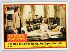 1978 Topps Three's Company STICKER #31 Surprise Mrs. Roper The Rent
