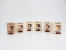 Vintage Rooster Spice Jars Made in Japan No Rack Drawer Pulls 6pc.