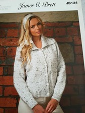 James C Brett JB134 Ladies cardigan  Aran: 28" - 46"/ 71 - 117 cms.