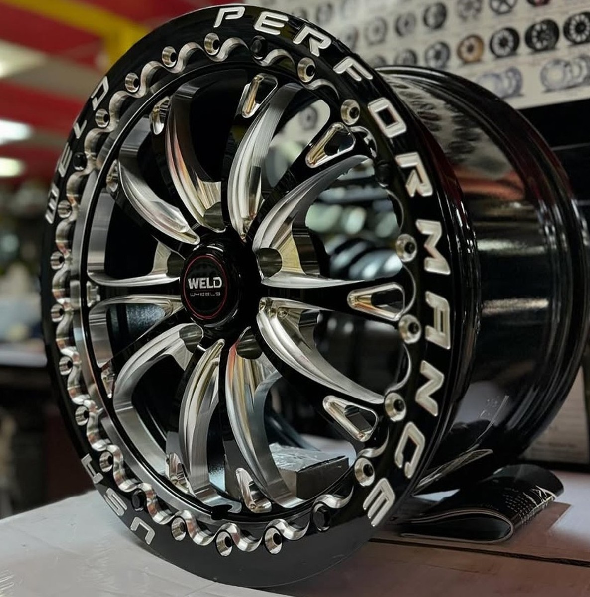 Weld Belmont Beadlock 17x11 Wheel Gloss Black Milled 5x120.65 C6