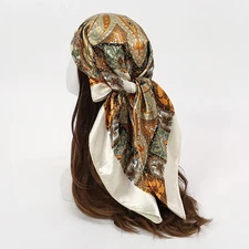 90*90cm Women's Hair Scarf Bonito Fashion Designer Paisley Foulard Soft Square S