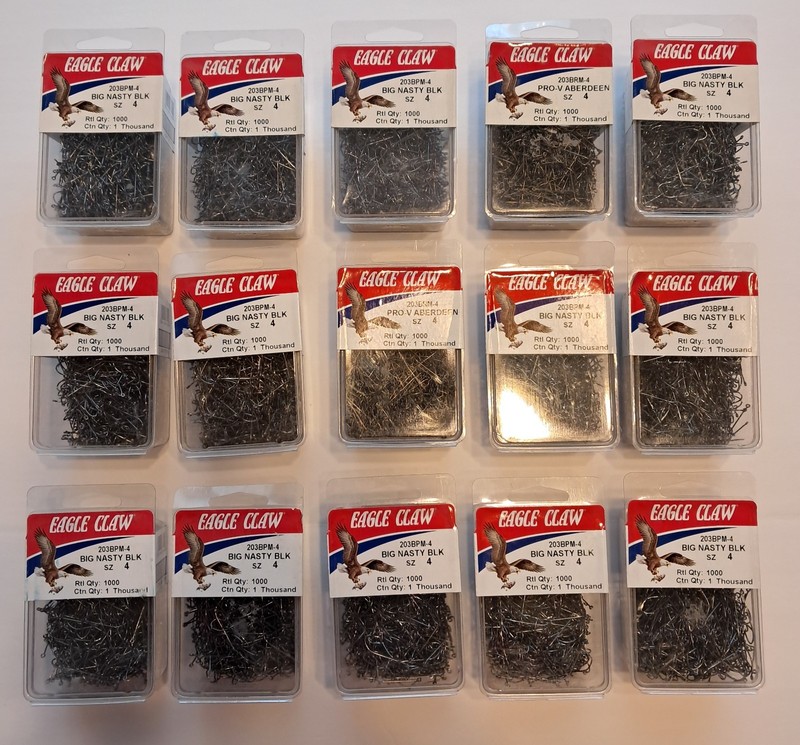 15 packs NEW Eagle Claw Pro-V Aberdeen Big Nasty Black 203BRM-4