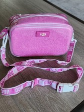 Borsa UGG foderata in pelle di pecora, trasparente tracolla/vita tracolla regolabile rosa