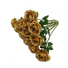 Rose Artificial Flowers,Pcs Artificial Roses with Stems for Wedding  12 Gold