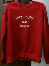 Shein Sweatshirt Crew Neck Red Size Med