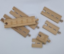 7pc Lot Thomas Friends Wooden Straight Railway/ Road Track 6" 4" 3" 2"
