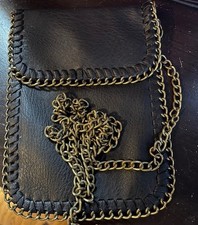 BLACK CHAINMAIL CROSSBODY PURSE BAG RENAISSANCE VIKING PIRATE COSTUME FREE SHIP