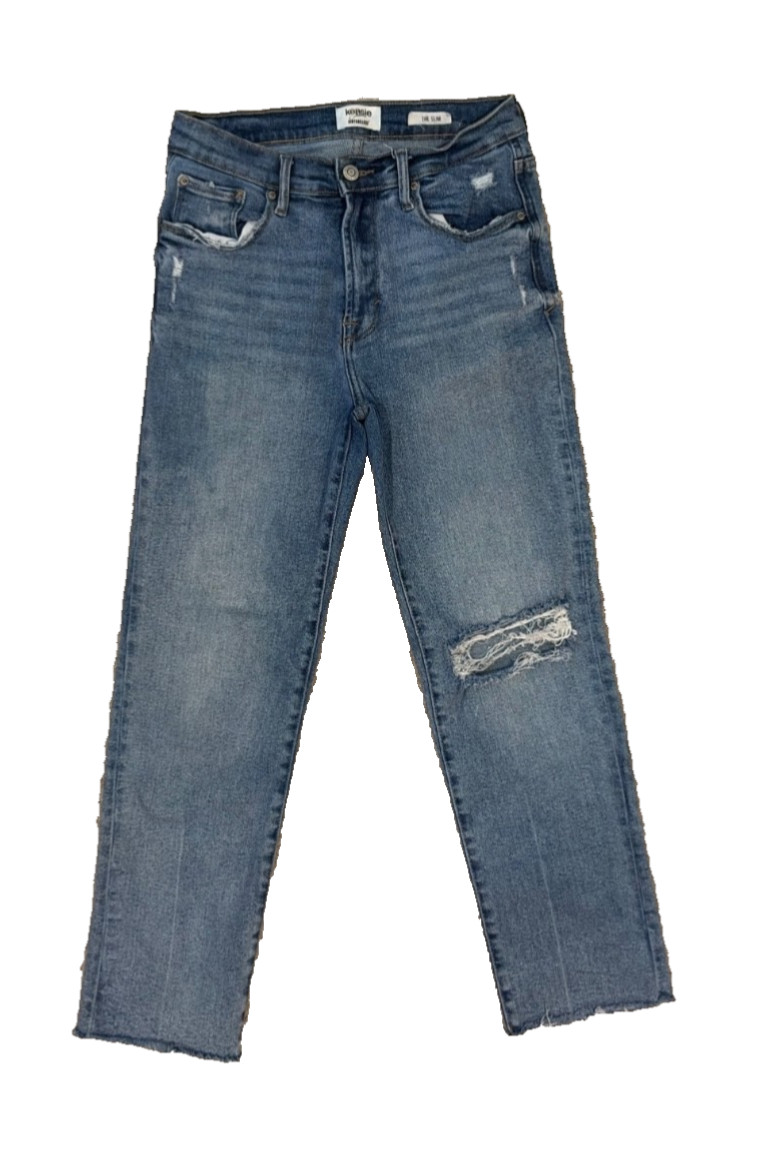 kensie vintageluxe slim mid rise distressed jeans 4/27