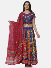 Women s Lehenga Skirt Top Set Blue Base Indian Ethnic Free Size