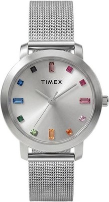 Timex TW2Y48600 Main Street 31mm Rainbow Crystal Markers Mesh Bracelet Watch