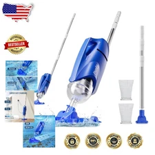 Handheld Pool Vacuum Cleaner 18.5GPM Suction Adjustable Pole Dual Brush