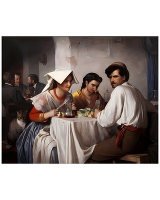 Carl Bloch In A Roman Osteria Painting Print Vintage Art Poster Poster