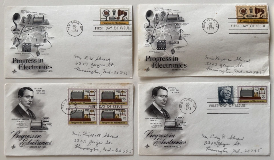 1973 Official First Day of Issue Cover Progress in Electronics Stamp Lot of 8 - Image 2 of 4