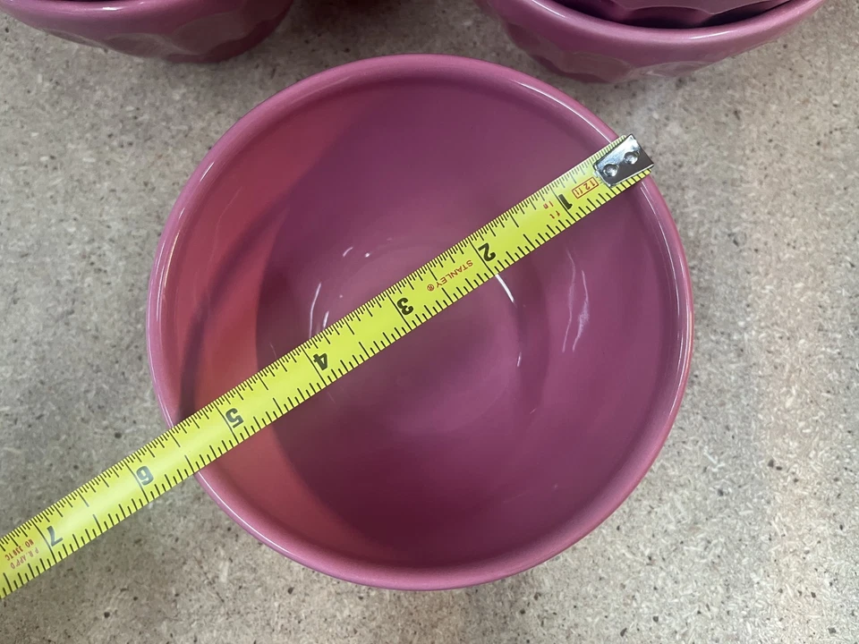 Set Of 6 ANTHROPOLOGIE Pink Ceramic Cereal Ice Cream Bowls - Image 2 of 4