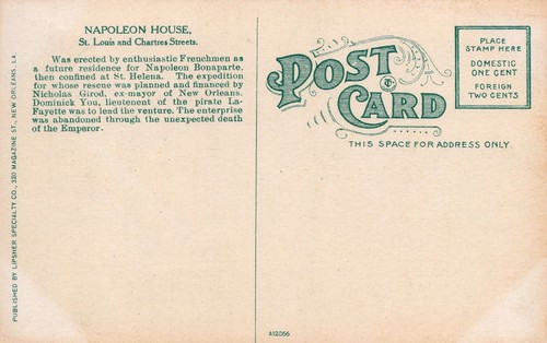 New Orleans LA - Napoleon House Postkarte - Bild 2 von 2