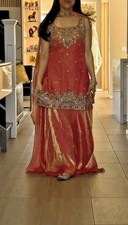 Stunning Look Pure Silk Orange Top Palazzo And Dupatta For Festival Wear