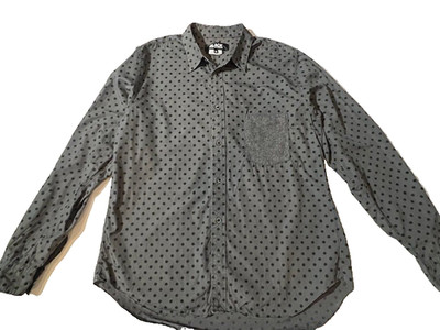 COMME des GARCONS Black Grey Cotton Polkadot Shirt sz XL  Japan  (US M L) CDG