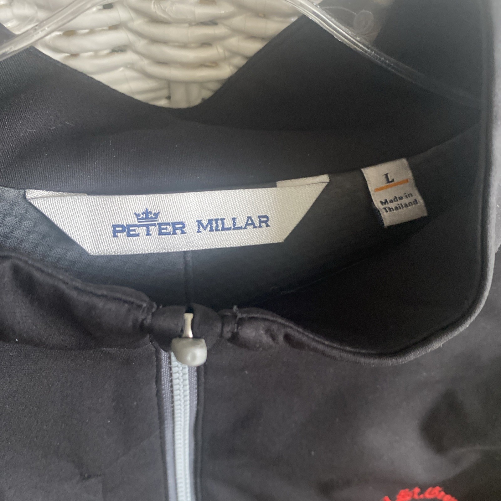 Peter Millar 1/4 Zip Pullover  Black Crown Golf Men’s Sz L Royal St.  George's image 2
