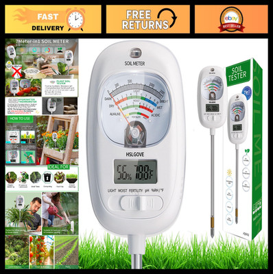 7-in-1 Soil Test Kit - Moisture Meter, pH Tester, Fertility & Temp Gauge for Gar
